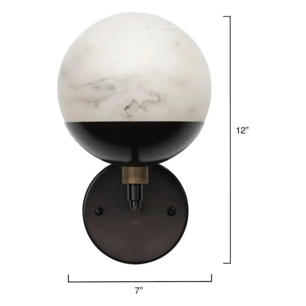White Oil Rubbed Bronze Alabaster Metro Wall Sconce - LOOMLAN - Jamie Young - Wall Sconces