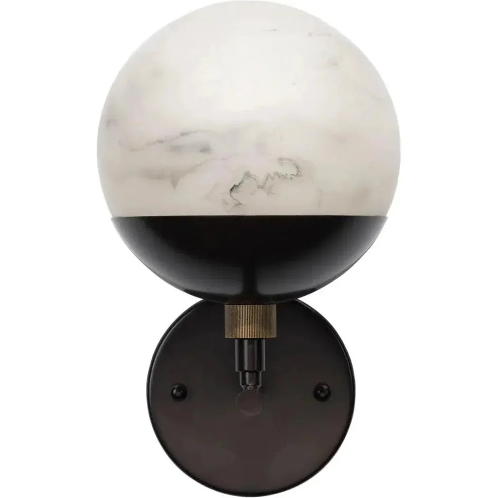 White Oil Rubbed Bronze Alabaster Metro Wall Sconce - LOOMLAN - Jamie Young - Wall Sconces