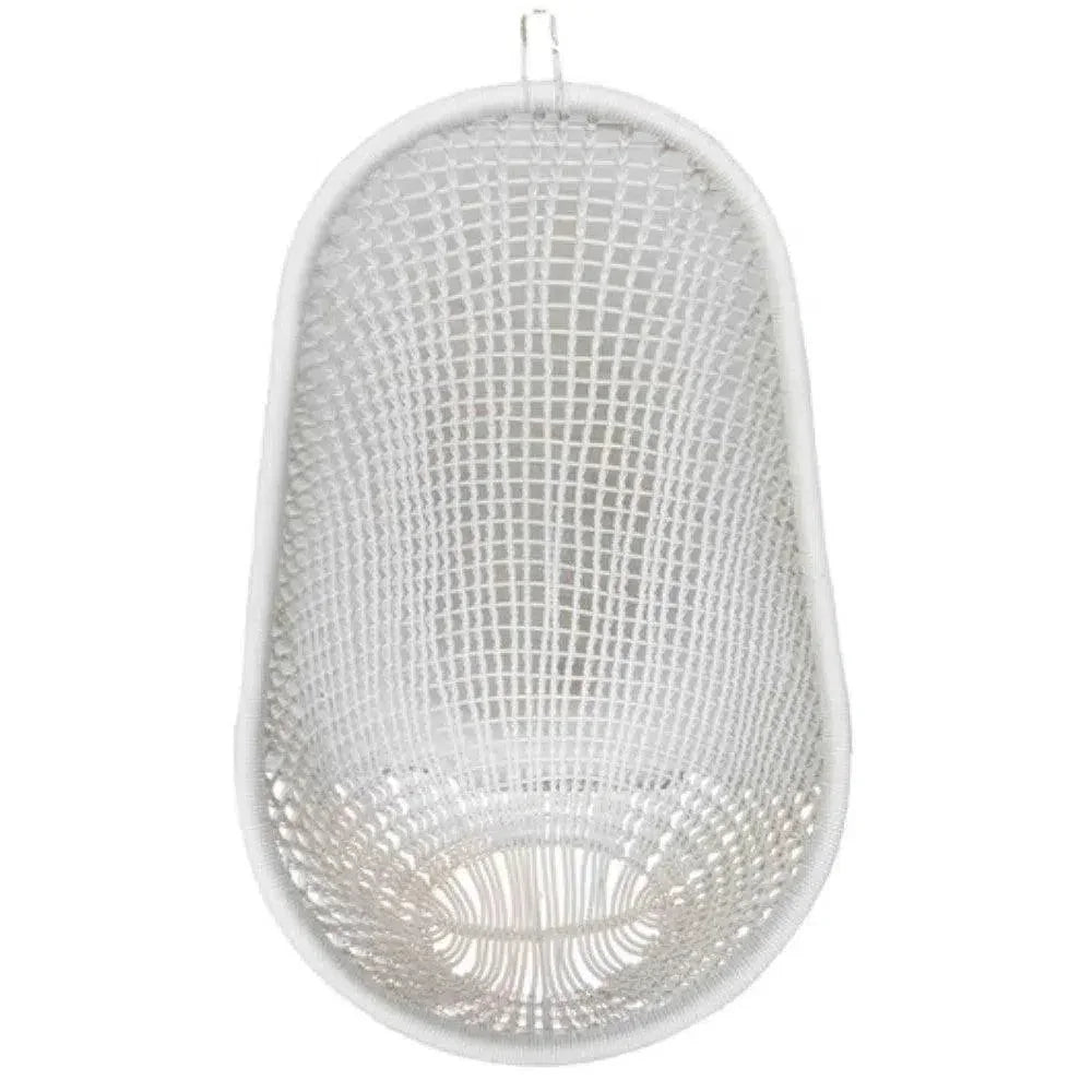 White Pod Rattan and Aluminum Hanging Chair-Outdoor Hanging Chairs-Artesia-LOOMLAN