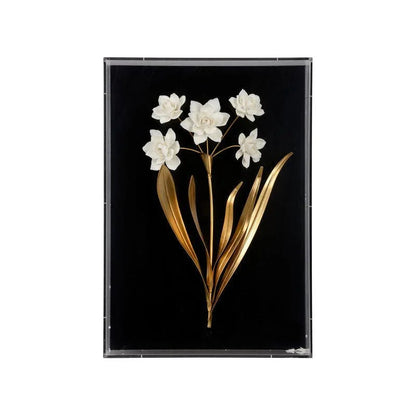 White Porcelain Flower Mounted Artwork-Framed Wall Art-Chelsea House-Flower D-LOOMLAN