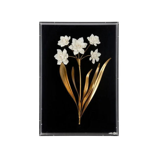 White Porcelain Flower Mounted Artwork-Framed Wall Art-Chelsea House-Flower D-LOOMLAN