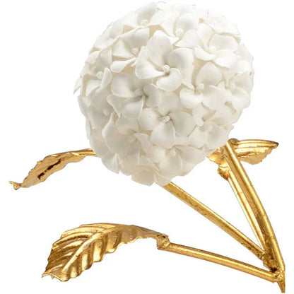 White Porcelain Hydrangea On Stand Sculpture - LOOMLAN - Chelsea House - Statues & Sculptures
