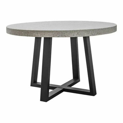 White Round Terrazzo Stone Top Dining Table-Dining Tables-Moe's Home-LOOMLAN