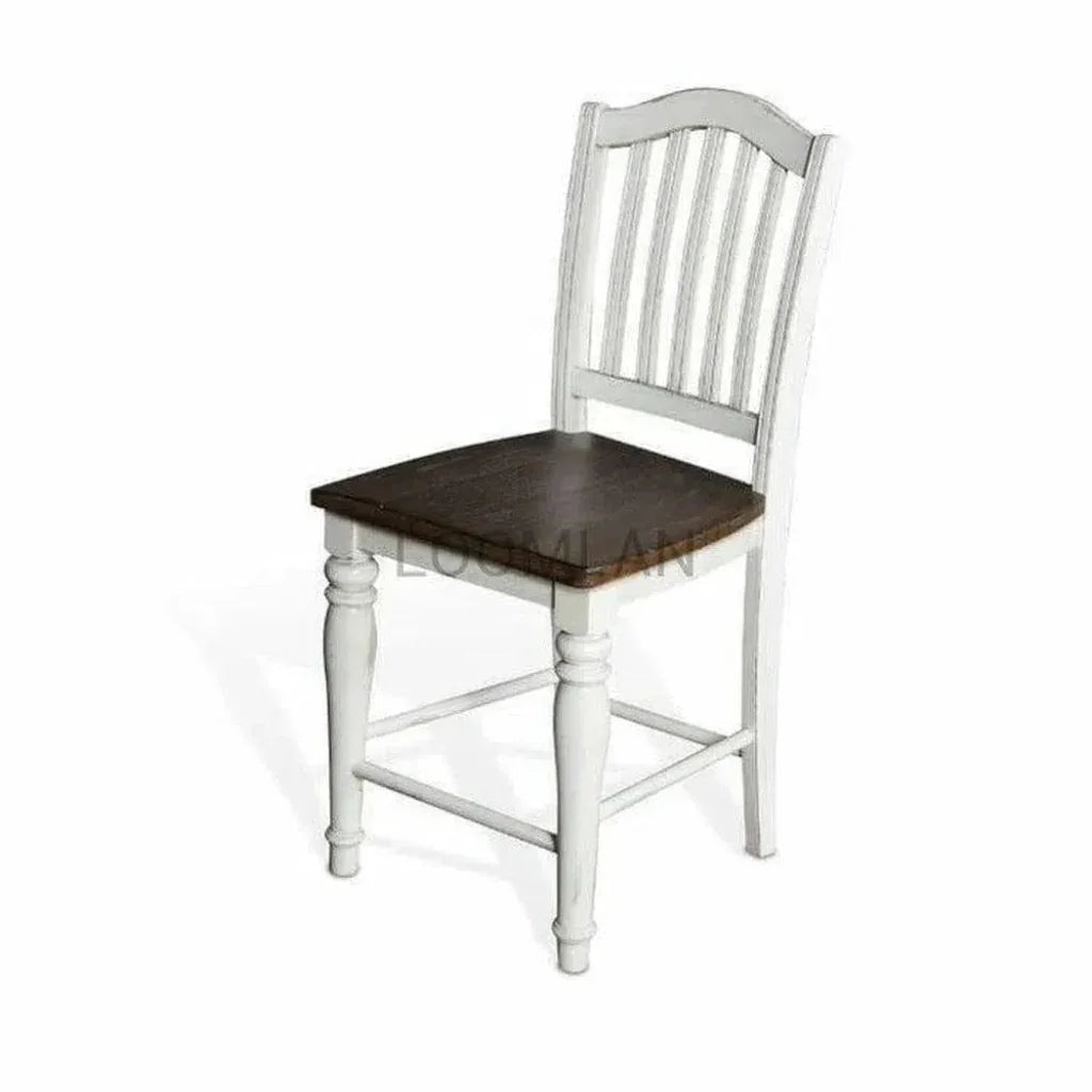 White Seat Slatback Counter Stool - LOOMLAN - Sunny D - Counter Stools