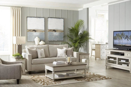 White Two - Tone Wood TV Stand Entertainment Console - LOOMLAN - Panama Jack - TV Stands & Media Centers