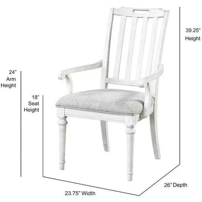 White Two - Tone Wooden Slat Back Arm Chair 2PC - LOOMLAN - Panama Jack - Dining Chairs