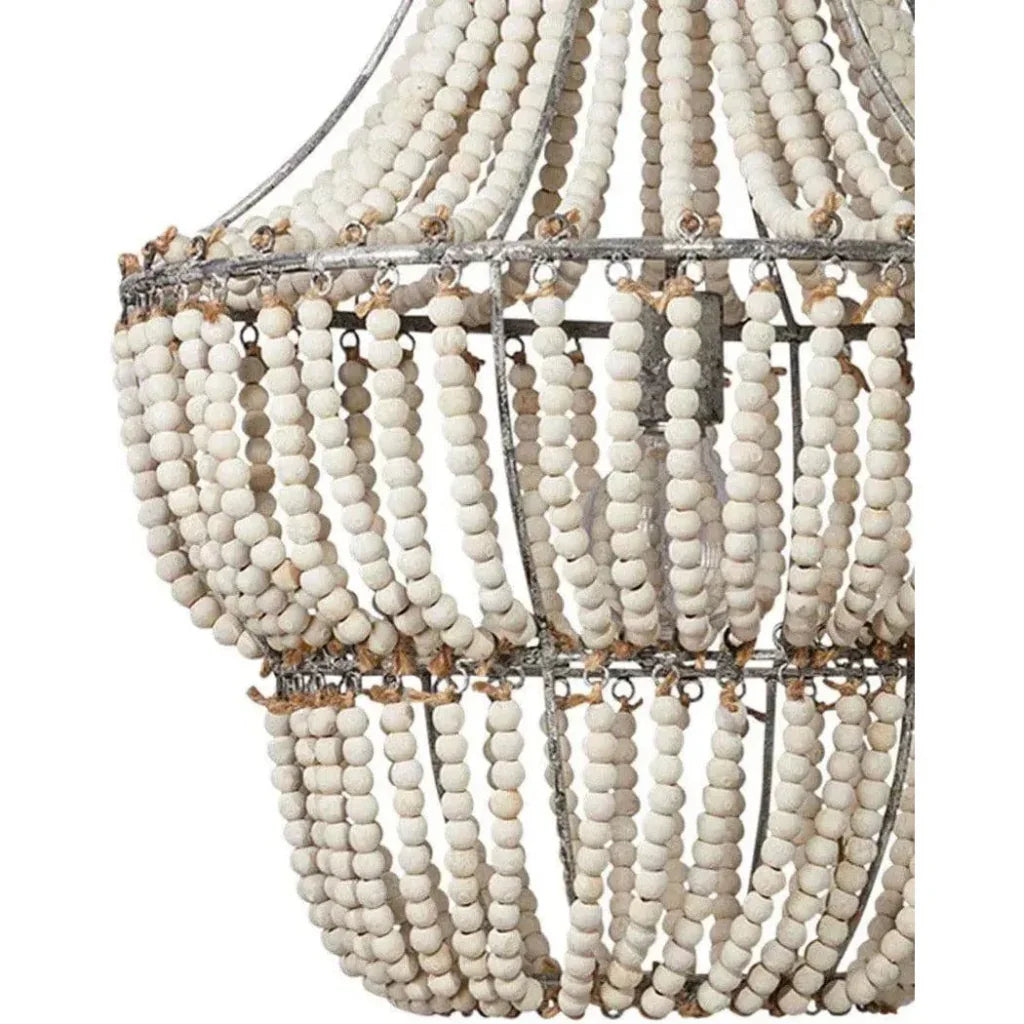 White Wood Beads Blanca Chandelier - LOOMLAN - Jamie Young - Chandeliers