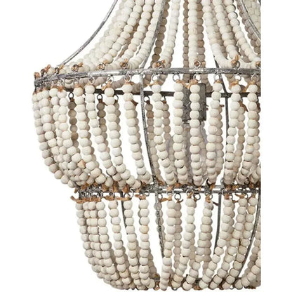 White Wood Beads Blanca Chandelier - LOOMLAN - Jamie Young - Chandeliers