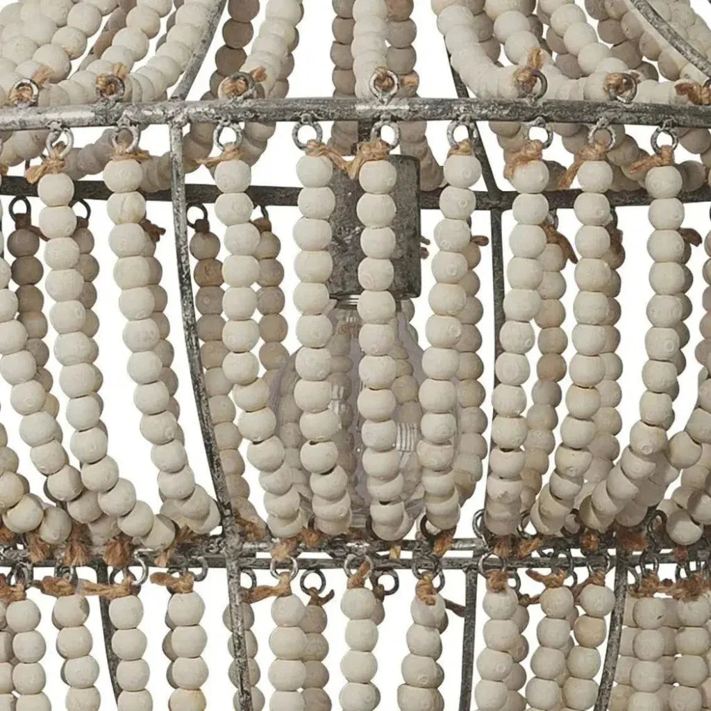 White Wood Beads Blanca Chandelier - LOOMLAN - Jamie Young - Chandeliers