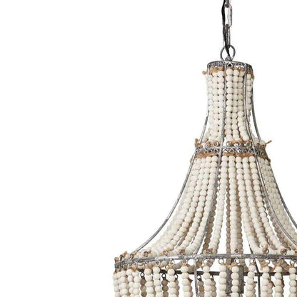 White Wood Beads Blanca Chandelier - LOOMLAN - Jamie Young - Chandeliers