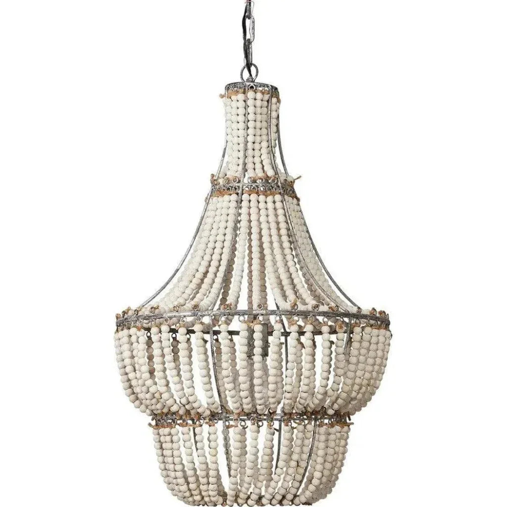 White Wood Beads Blanca Chandelier - LOOMLAN - Jamie Young - Chandeliers