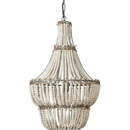 White Wood Beads Blanca Chandelier - LOOMLAN - Jamie Young - Chandeliers