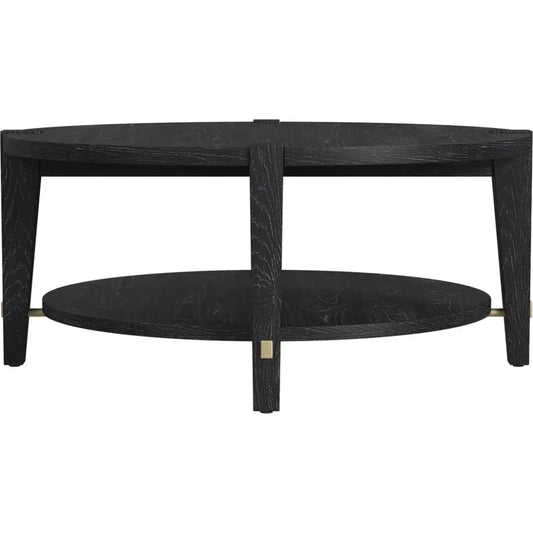 Whitfield Wood Black Round Cocktail Table - LOOMLAN - Bassett Mirror - Coffee Tables