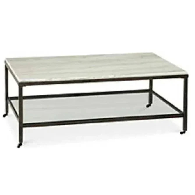 Whitman White Marble Topped Cocktail Table - LOOMLAN - Bassett Mirror - Coffee Tables