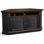 Wide Black Wood Corner TV Stand Glass Doors - LOOMLAN - Sunny D - TV Stands & Media Centers
