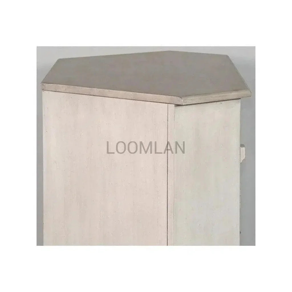 Wide Off White Wood Corner TV Stand Glass Doors - LOOMLAN - Sunny D - TV Stands & Media Centers