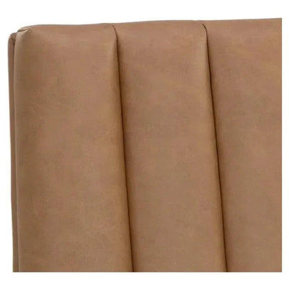 Wilbur Dining Chair Milliken Cognac Faux Leather - LOOMLAN - SUNPAN - Dining Chairs