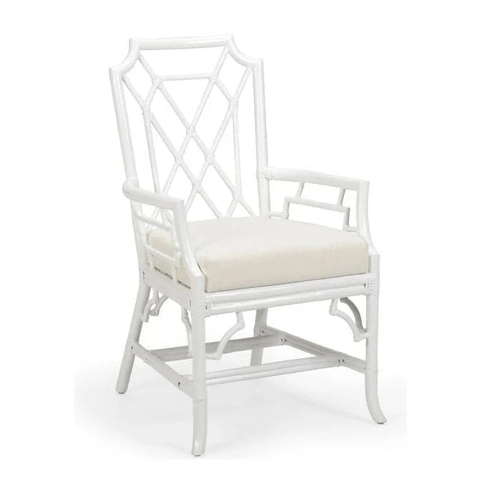 Wild Palm Rattan Frame White Armchair - LOOMLAN - Wildwood - Club Chairs