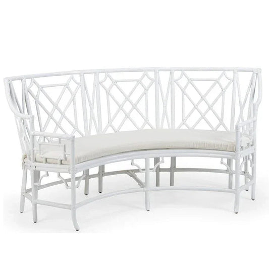 Wild Palm Rattan Framed Curved Settee - LOOMLAN - Wildwood - Bedroom Benches