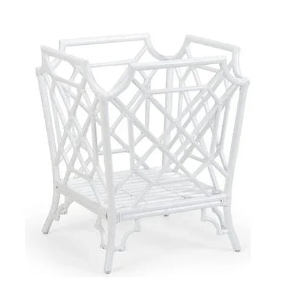 Wild Palm Rattan Framed White Planter - LOOMLAN - Wildwood - Planters