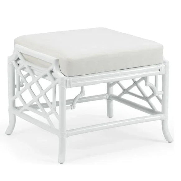 Wild Palm Rattan Made White Ottoman - LOOMLAN - Wildwood - Ottomans