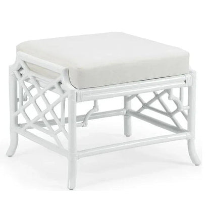 Wild Palm Rattan Made White Ottoman - LOOMLAN - Wildwood - Ottomans