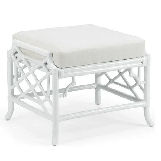 Wild Palm Rattan Made White Ottoman - LOOMLAN - Wildwood - Ottomans