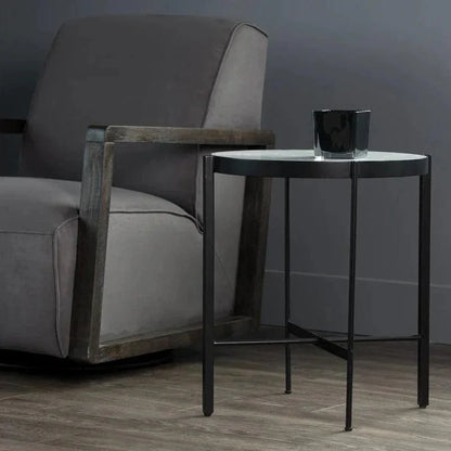 Willem End Table White Marble Black Base - LOOMLAN - SUNPAN - Side Tables