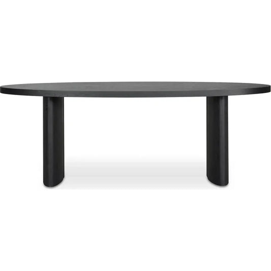 William Oak Veneer Black Oval Dining Table-Dining Tables-Moe's Home-LOOMLAN