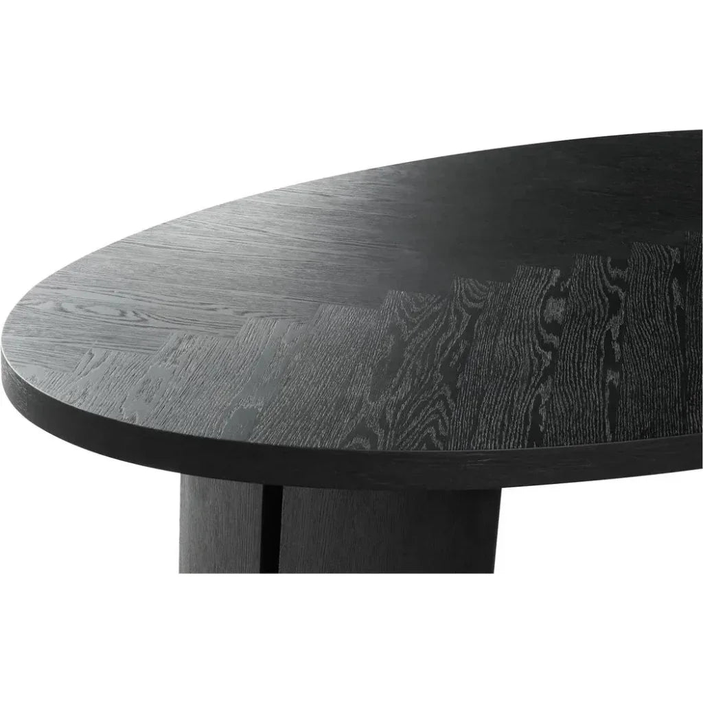 William Oak Veneer Black Oval Dining Table-Dining Tables-Moe's Home-LOOMLAN