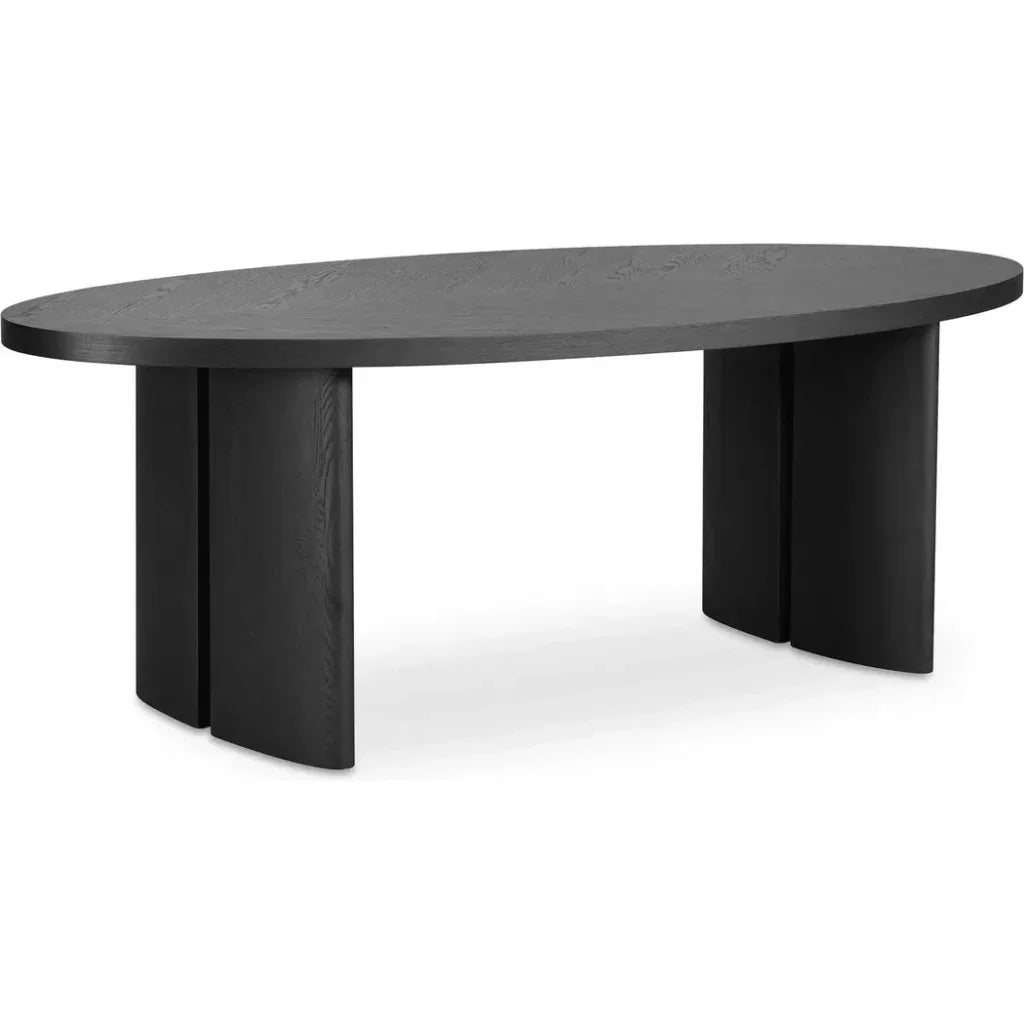 William Oak Veneer Black Oval Dining Table-Dining Tables-Moe's Home-LOOMLAN