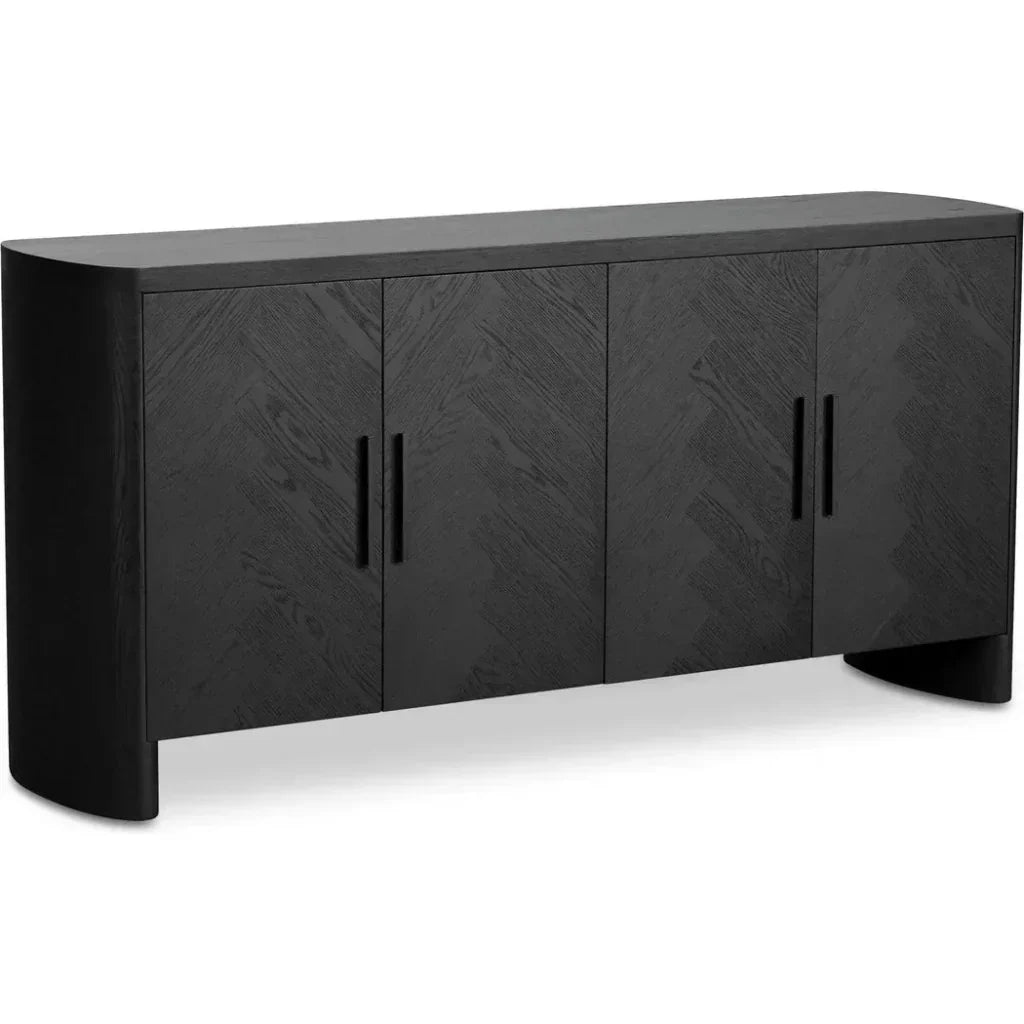 William Oak Veneer and Metal Black Sideboard - LOOMLAN - Moe's Home - Sideboards