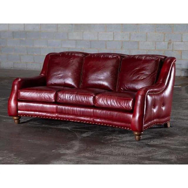 Williamsburg Burgundy Red Leather Sofa Made the USA - LOOMLAN - Uptown Sebastian - Sofas & Loveseats
