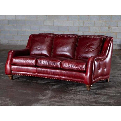 Williamsburg Burgundy Red Leather Sofa Made the USA - LOOMLAN - Uptown Sebastian - Sofas & Loveseats