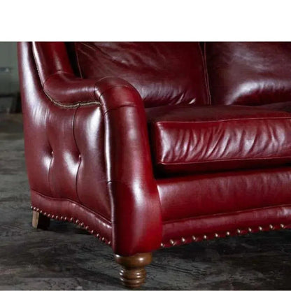 Williamsburg Burgundy Red Leather Sofa Made the USA - LOOMLAN - Uptown Sebastian - Sofas & Loveseats