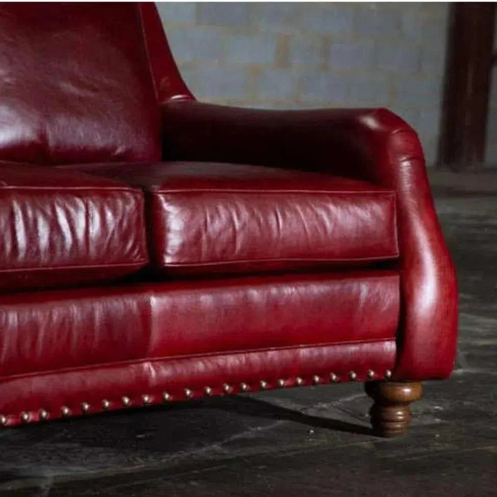 Williamsburg Burgundy Red Leather Sofa Made the USA - LOOMLAN - Uptown Sebastian - Sofas & Loveseats