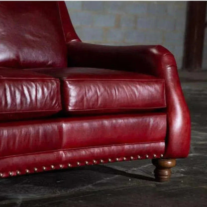 Williamsburg Burgundy Red Leather Sofa Made the USA - LOOMLAN - Uptown Sebastian - Sofas & Loveseats