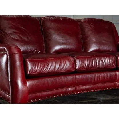 Williamsburg Burgundy Red Leather Sofa Made the USA - LOOMLAN - Uptown Sebastian - Sofas & Loveseats