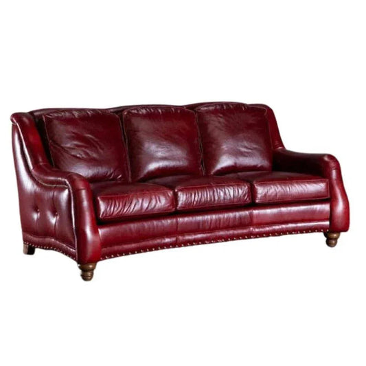 Williamsburg Burgundy Red Leather Sofa Made the USA - LOOMLAN - Uptown Sebastian - Sofas & Loveseats