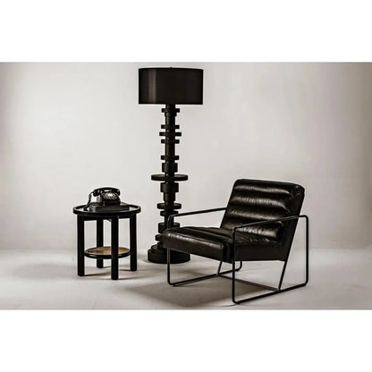 Wilton Black Steel Floor Lamp with Shade-Floor Lamps-Noir-LOOMLAN