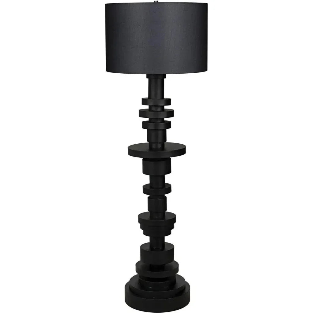 Wilton Black Steel Floor Lamp with Shade-Floor Lamps-Noir-LOOMLAN