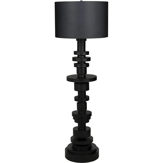 Wilton Black Steel Floor Lamp with Shade-Floor Lamps-Noir-LOOMLAN