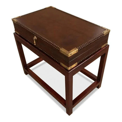 Winchester Box On Stand Leather Accent Cabinet - LOOMLAN - Sarreid - Side Tables