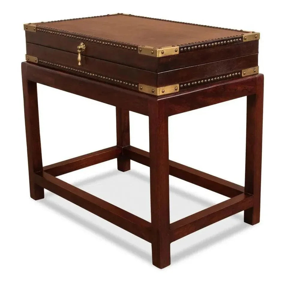 Winchester Box On Stand Leather Accent Cabinet - LOOMLAN - Sarreid - Side Tables