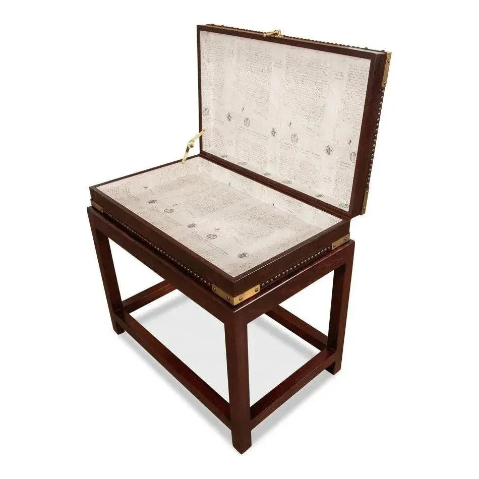 Winchester Box On Stand Leather Accent Cabinet - LOOMLAN - Sarreid - Side Tables