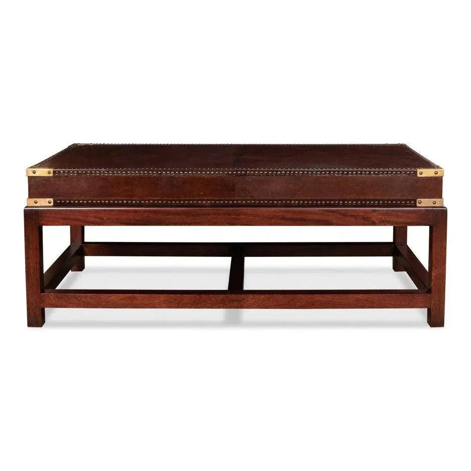 Winchester Rectangle Leather Coffee Table - LOOMLAN - Sarreid - Coffee Tables