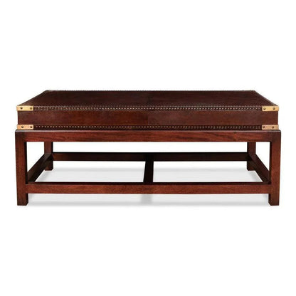 Winchester Rectangle Leather Coffee Table - LOOMLAN - Sarreid - Coffee Tables