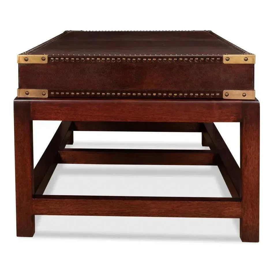 Winchester Rectangle Leather Coffee Table - LOOMLAN - Sarreid - Coffee Tables