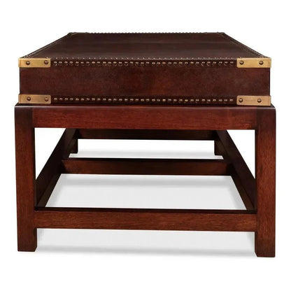 Winchester Rectangle Leather Coffee Table - LOOMLAN - Sarreid - Coffee Tables