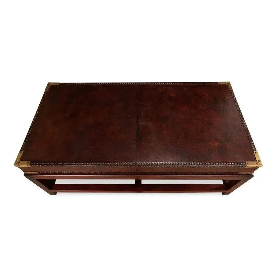 Winchester Rectangle Leather Coffee Table - LOOMLAN - Sarreid - Coffee Tables